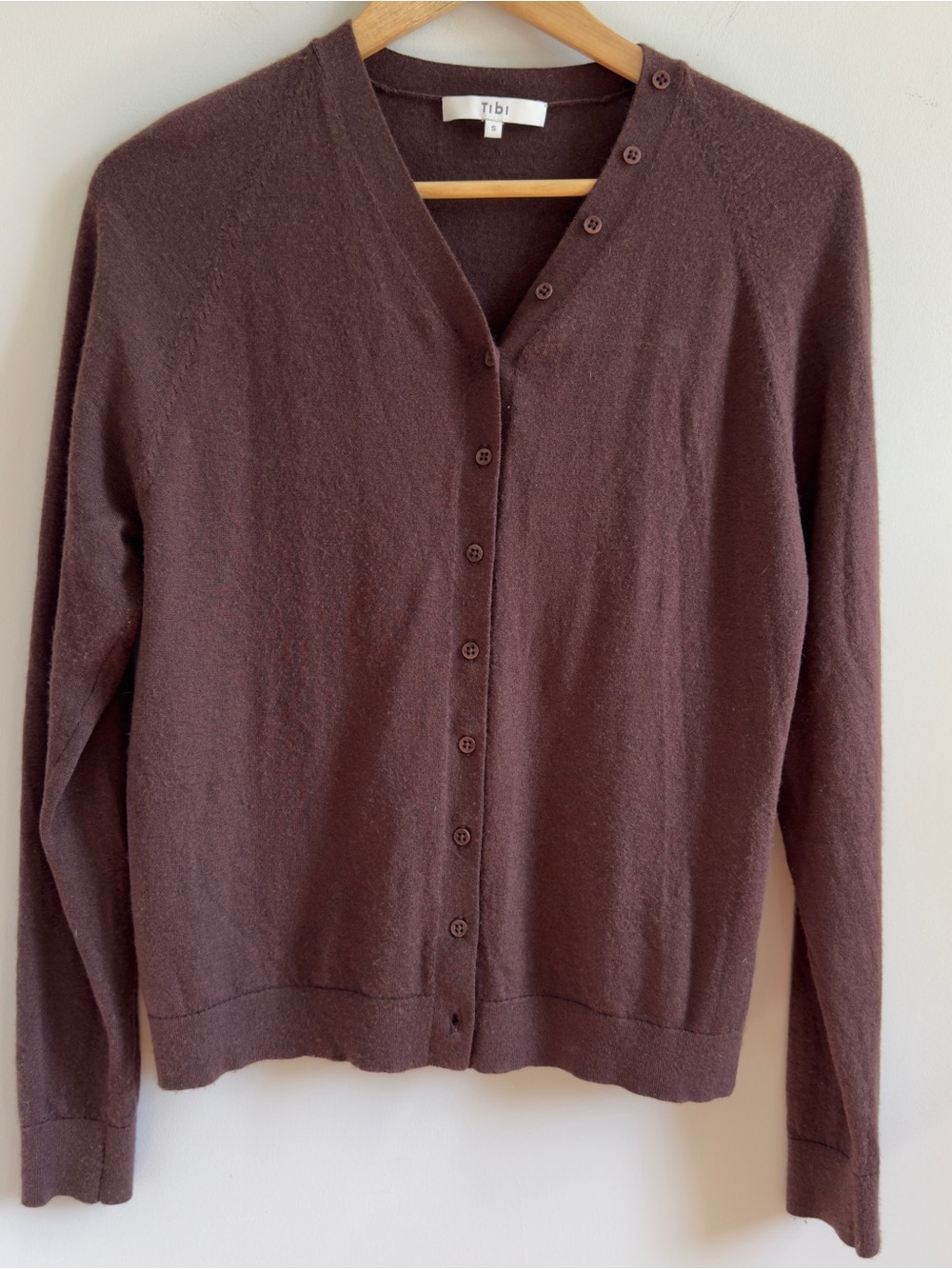 Tibi V Neck Cardigan in Brown